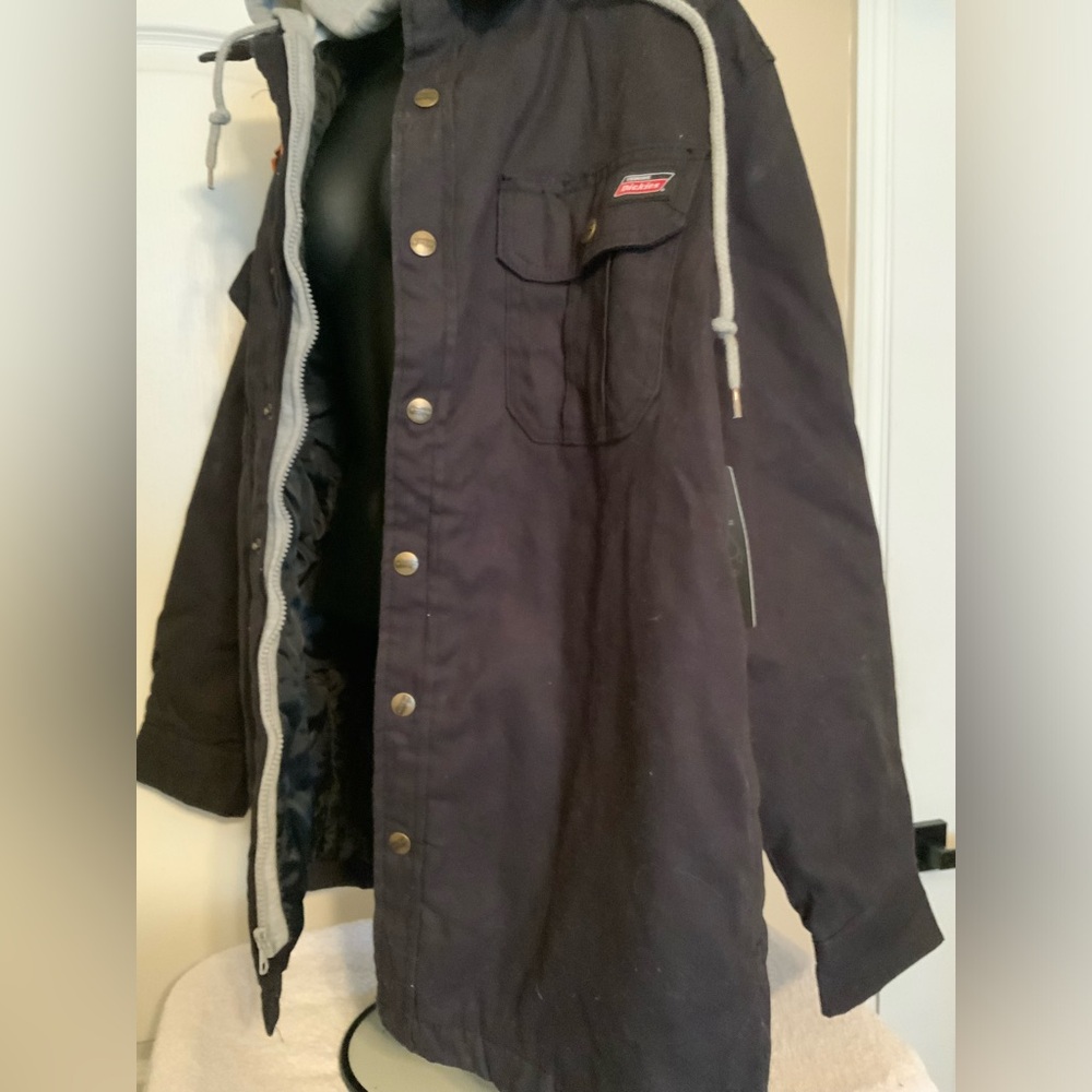 Genuine Dickies Men's Jacket Quilted & Fleece lined Hooded Black sz L/G (42-44) - Picture 2 of 12